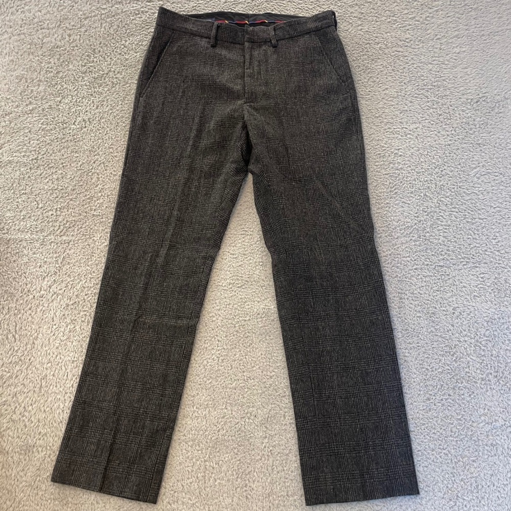 J.Crew Glen Plaid Wool Blend Trousers Mens 30x30 (Fits 31x29) Gray Straight Pant